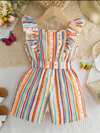 Enterizo Corto de Niña Rainbow Stripes