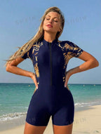 Traje de Baño de Dama Tropical Navy