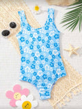 Traje de Baño Infantil Blue Flowers