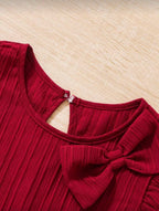Vestido Infantil Red Bow Shoulder