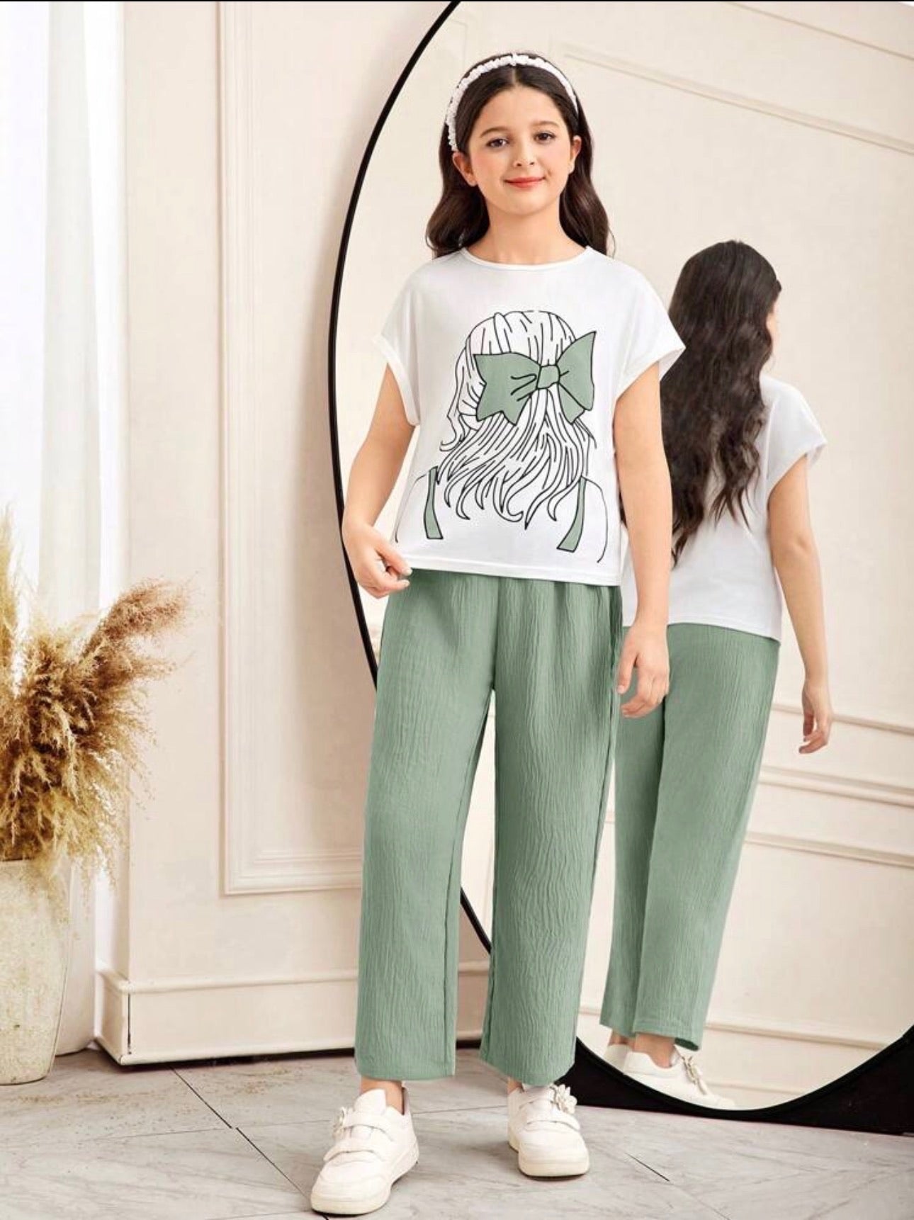 Conjunto de Niña Green Bow Style