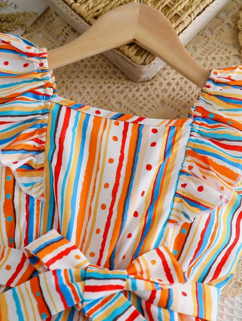 Enterizo Corto de Niña Rainbow Stripes