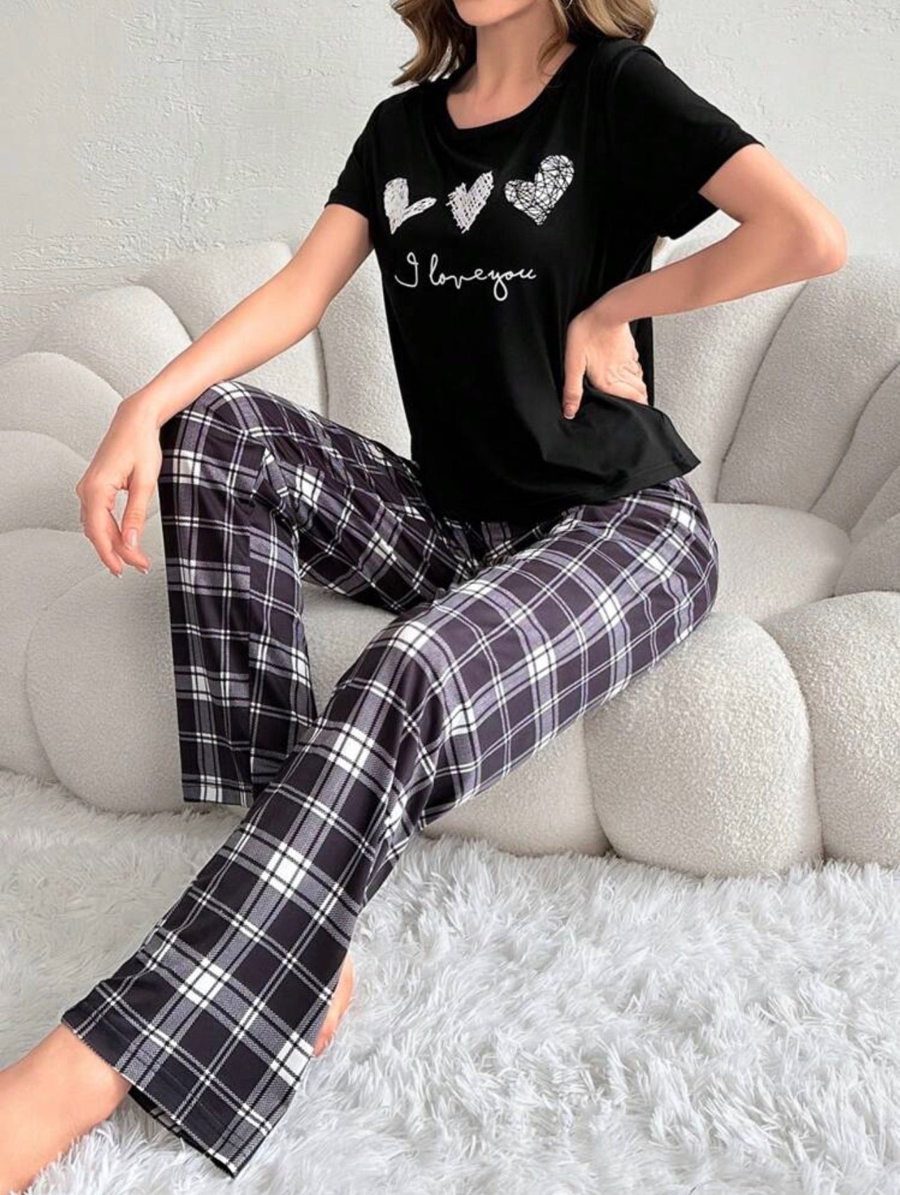 Pijama de Dama Corazones y Cuadros