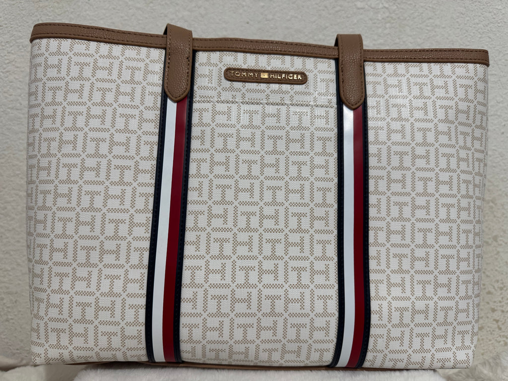 Bolsa Blanco & Beige Tommy Hilfiger Signature