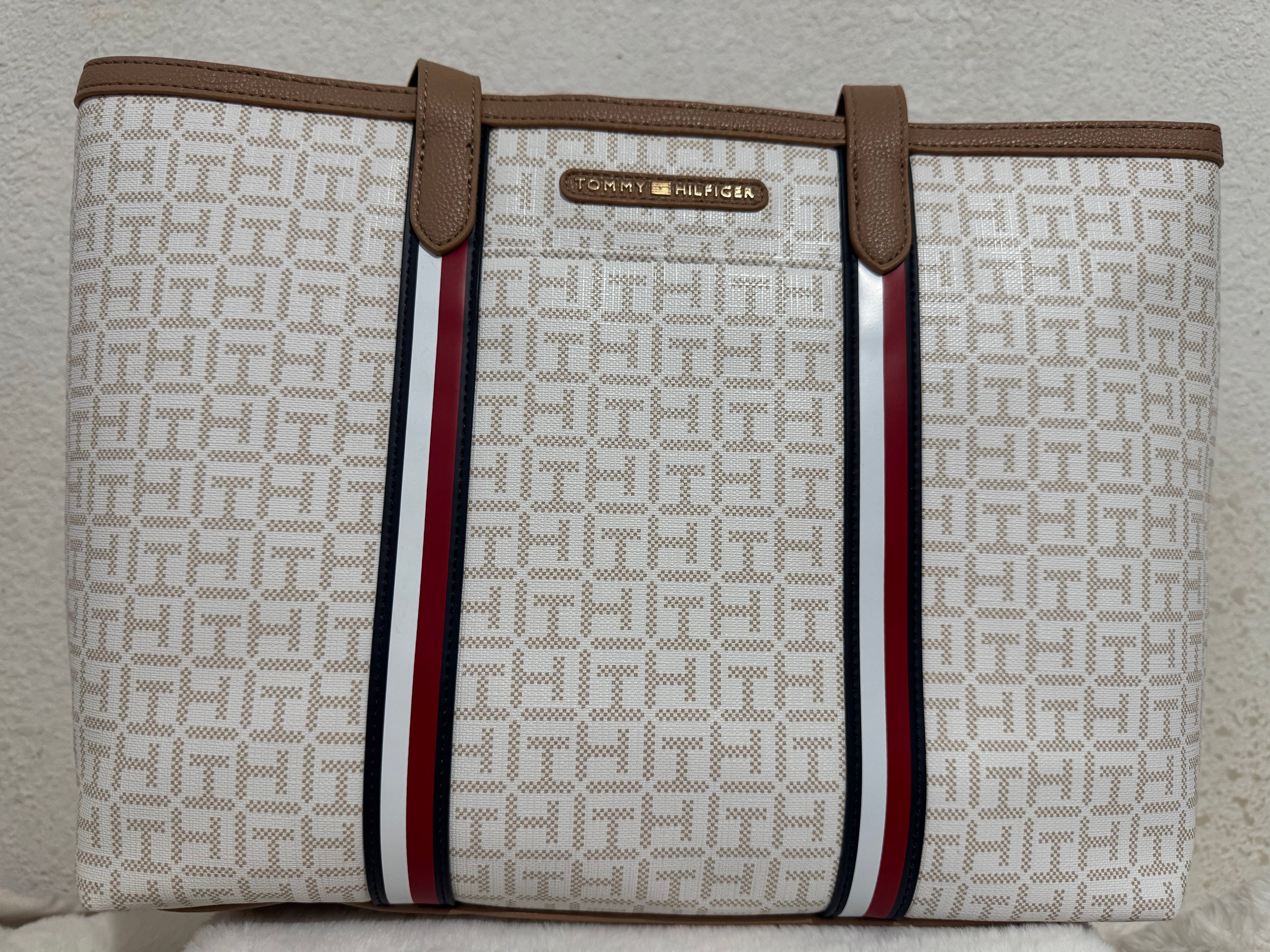 Bolsa Blanco & Beige Tommy Hilfiger Signature