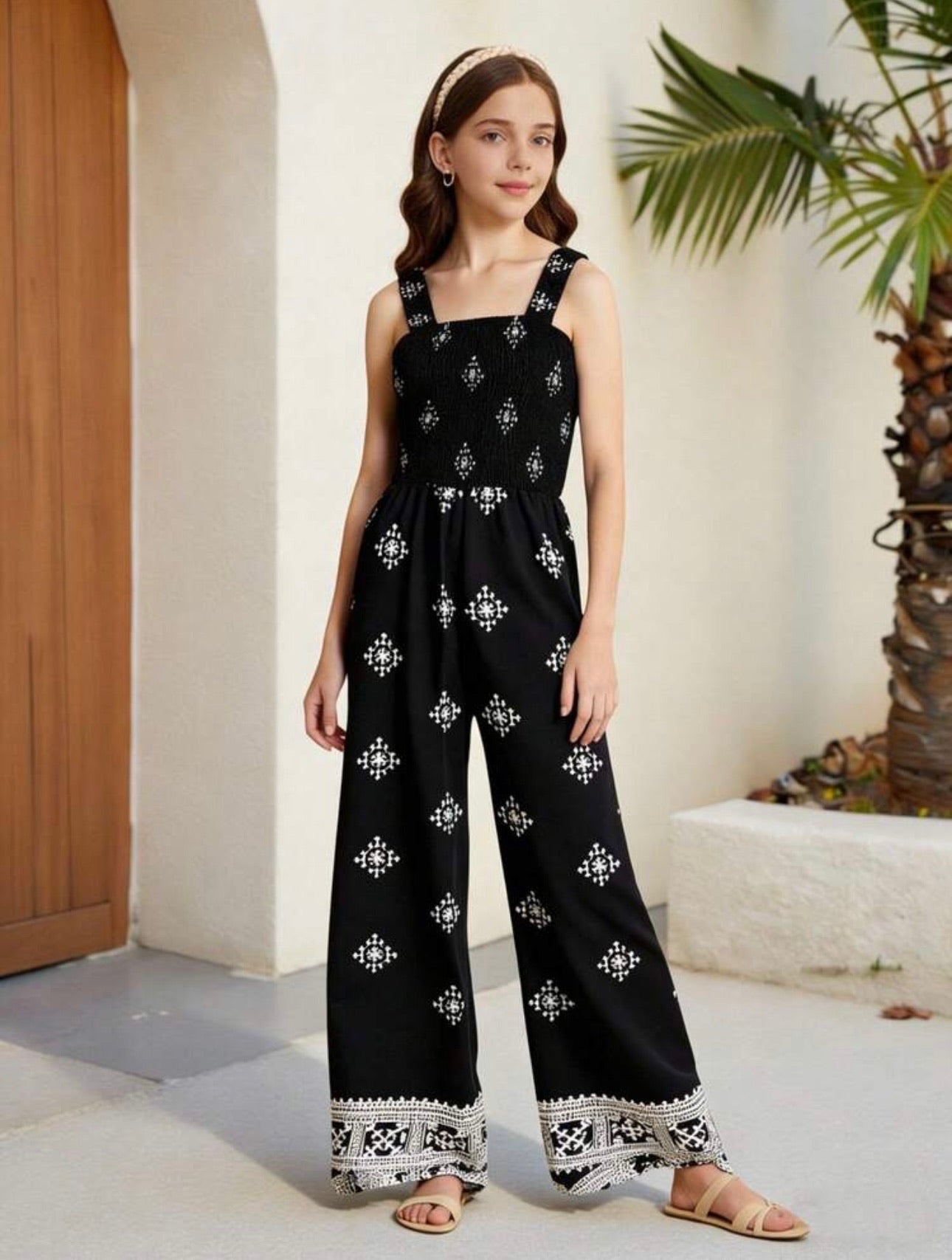 Enterizo de Niña Black Boho Print