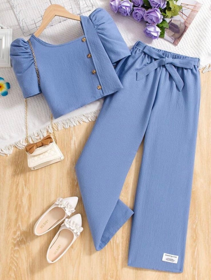 Conjunto de niña Elegante Azul Cielo