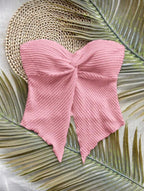 Blusa de Dama Strapless Texturizada Rosa