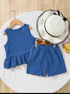 Conjunto de Niña Azul Texturizado