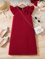 Vestido Infantil Red Bow Shoulder