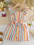 Enterizo Corto de Niña Rainbow Stripes
