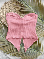 Blusa de Dama Strapless Texturizada Rosa
