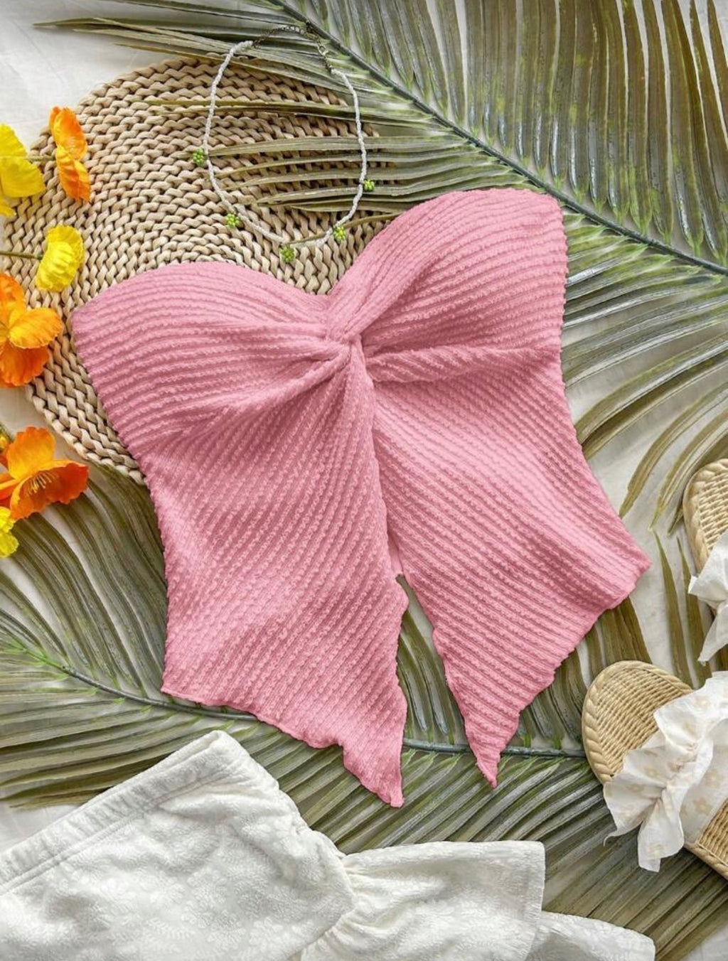 Blusa de Dama Strapless Texturizada Rosa