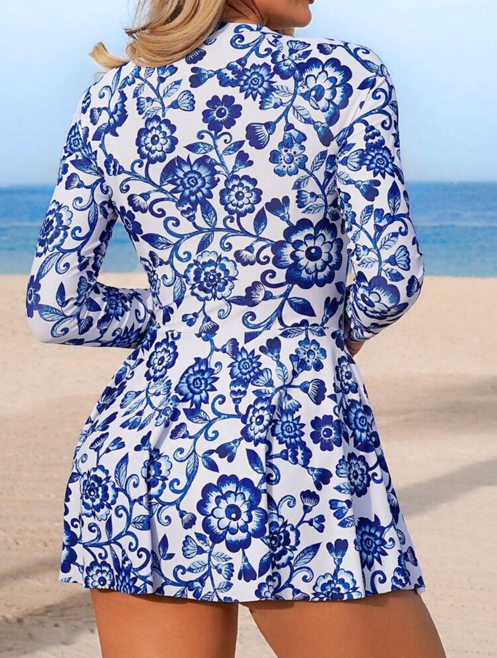 Traje de Baño de Dama Blue Floral Elegance