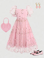 Vestido Infantil Princesa Rosa