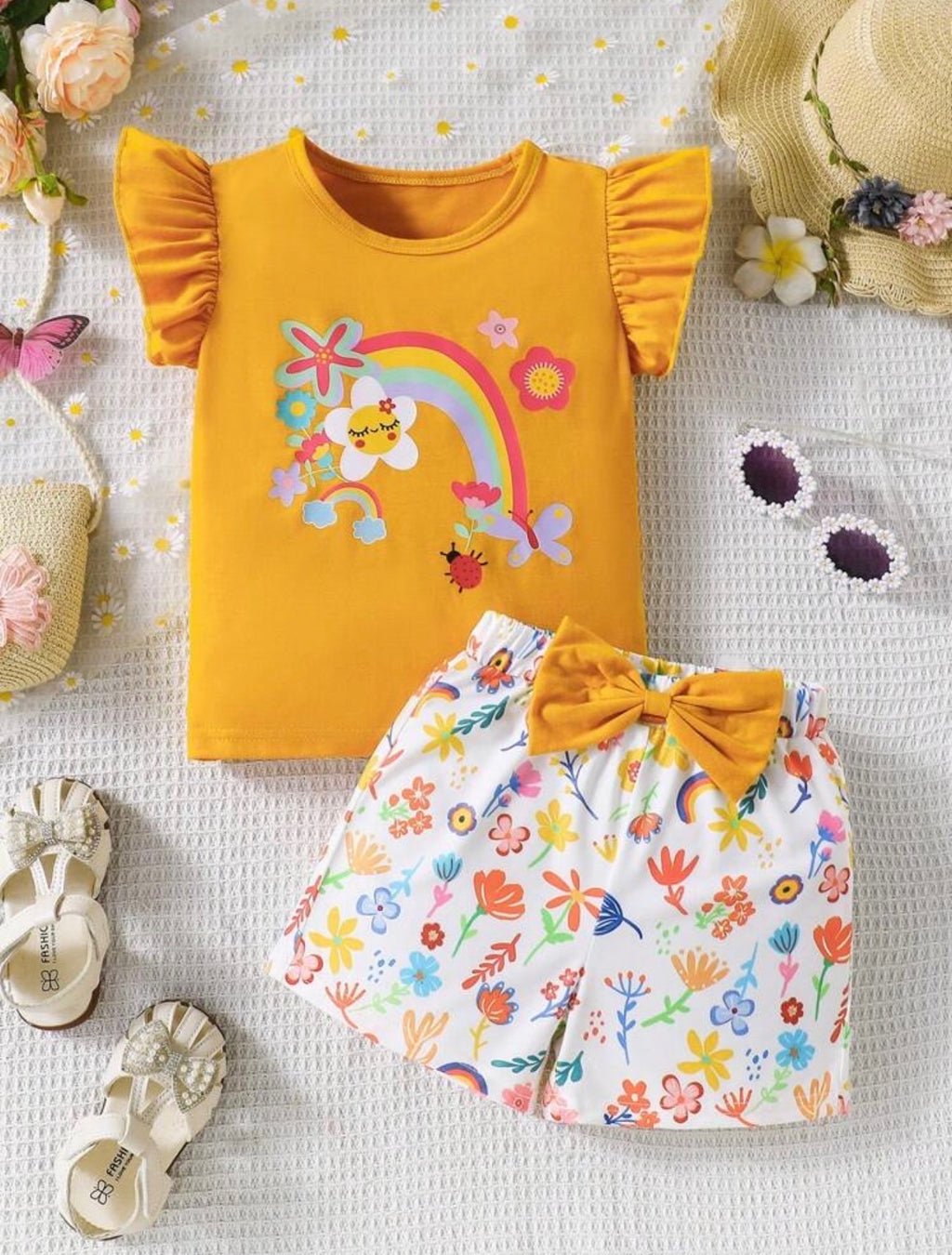 Conjunto de niña Arcoíris Floral