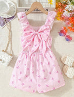 Enterizo Corto de Niña Pink Bow Stripes