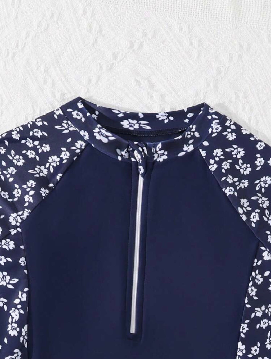 Traje de Baño Infantil Floral Azul