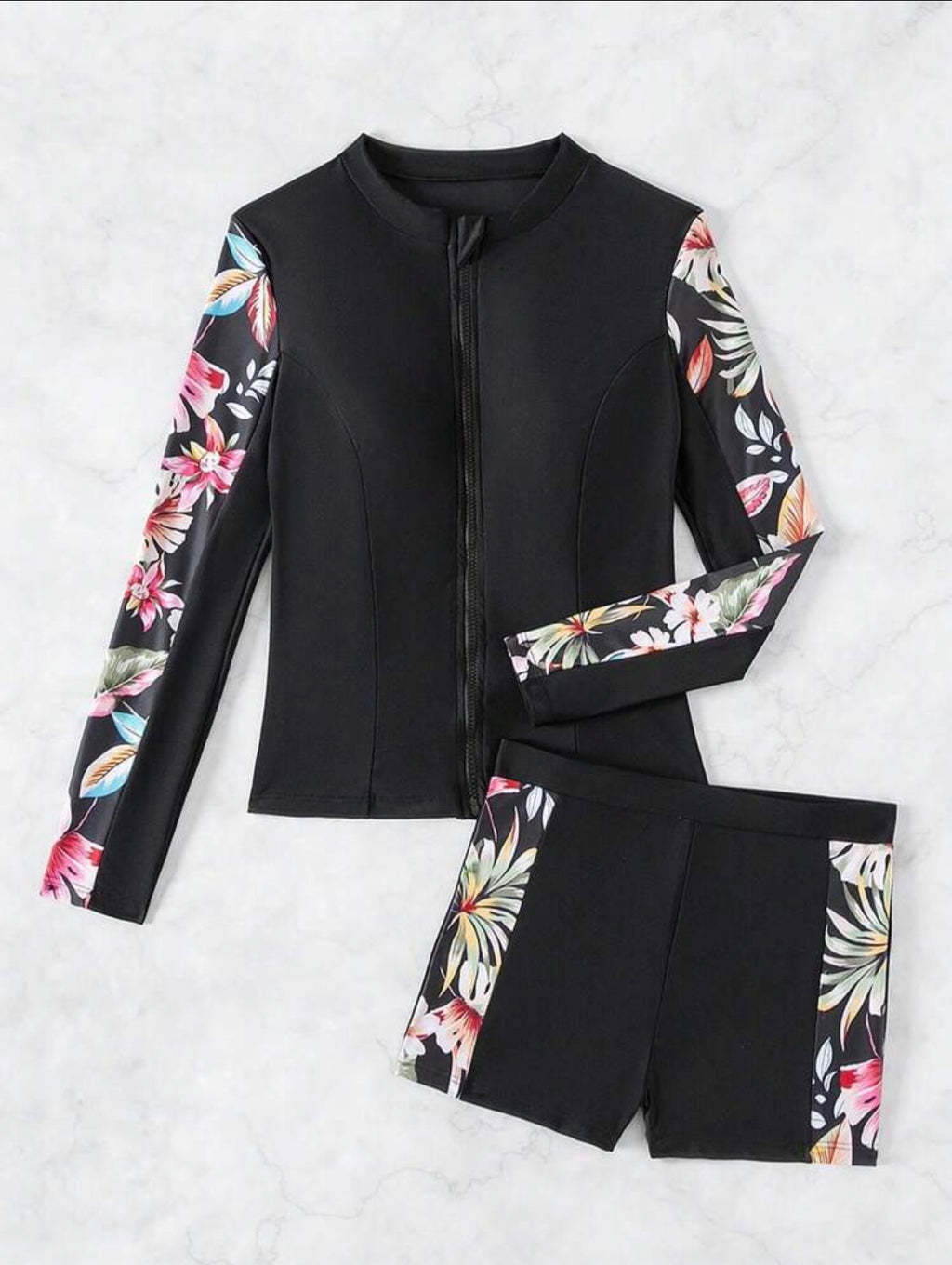 Traje de Baño de Dama Black Floral Surf Set