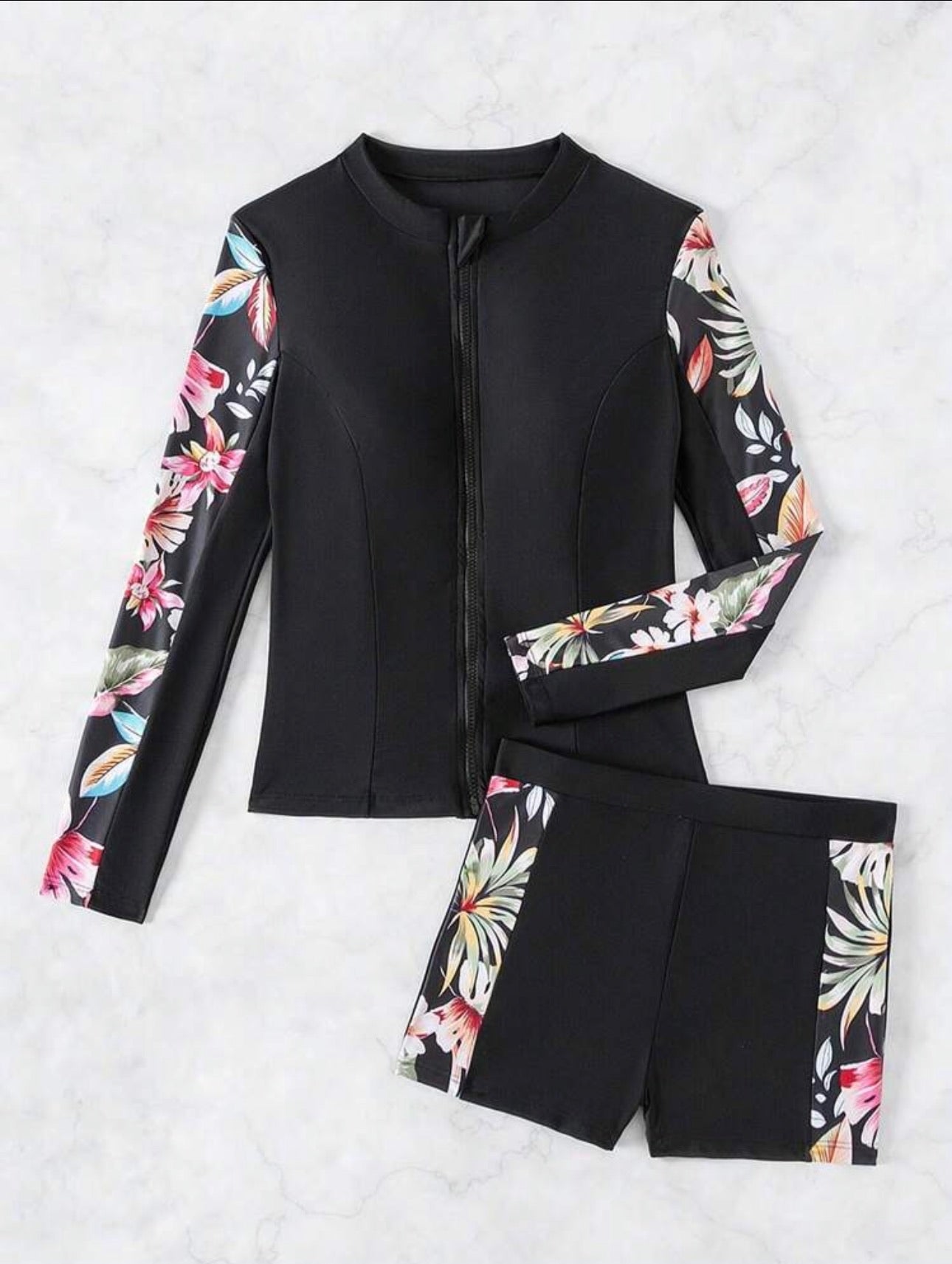 Traje de Baño de Dama Black Floral Surf Set