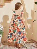 Vestido Infantil Maxi Estampado Floral Colorido