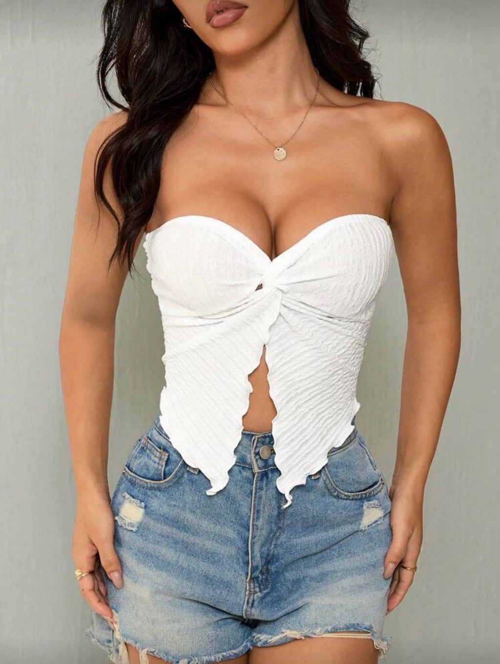 Blusa de dama Strapless Blanca