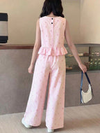 Conjunto de niña Líneas y Moños rosa