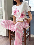 Pijama de Dama Floral Rosa