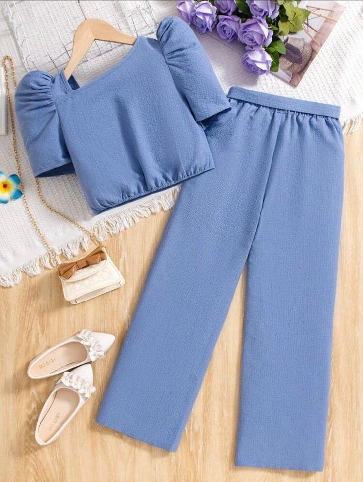 Conjunto de niña Elegante Azul Cielo