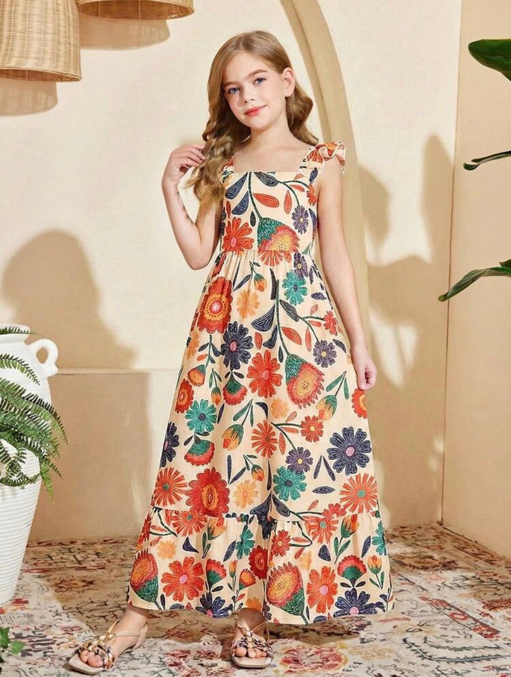 Vestido Infantil Maxi Estampado Floral Colorido