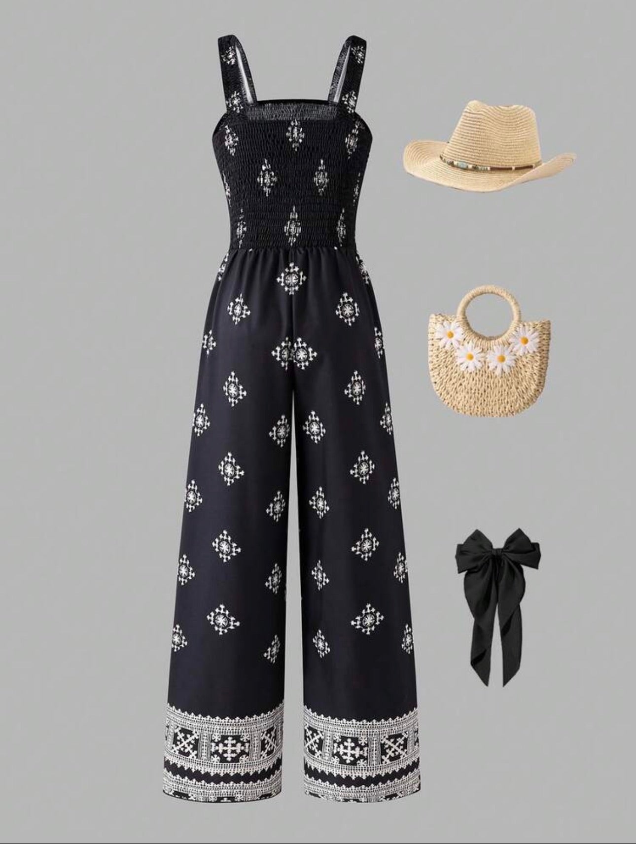 Enterizo de Niña Black Boho Print