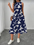 Vestido Femenino Navy Leaf Flow
