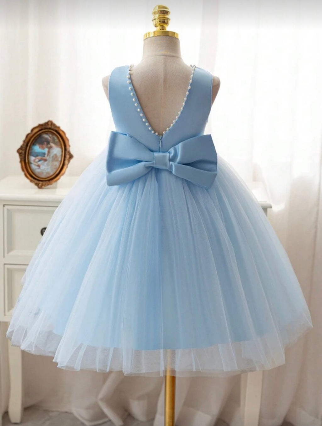 Vestido Infantil Blue Tulle Bow