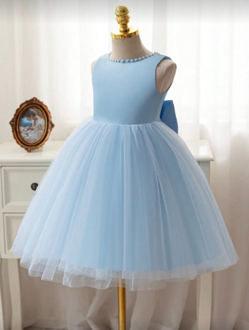 Vestido Infantil Blue Tulle Bow