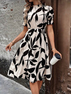 Vestido Femenino Monochrome Leaf Grace