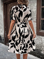 Vestido Femenino Monochrome Leaf Grace