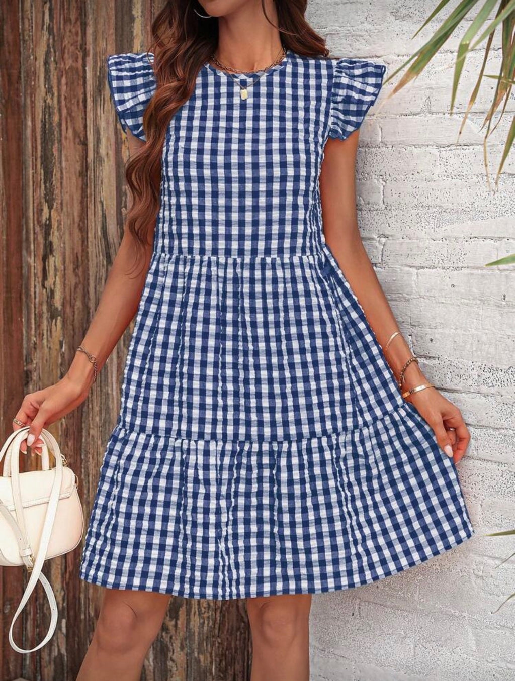 Vestido Femenino Blue Gingham Flutter