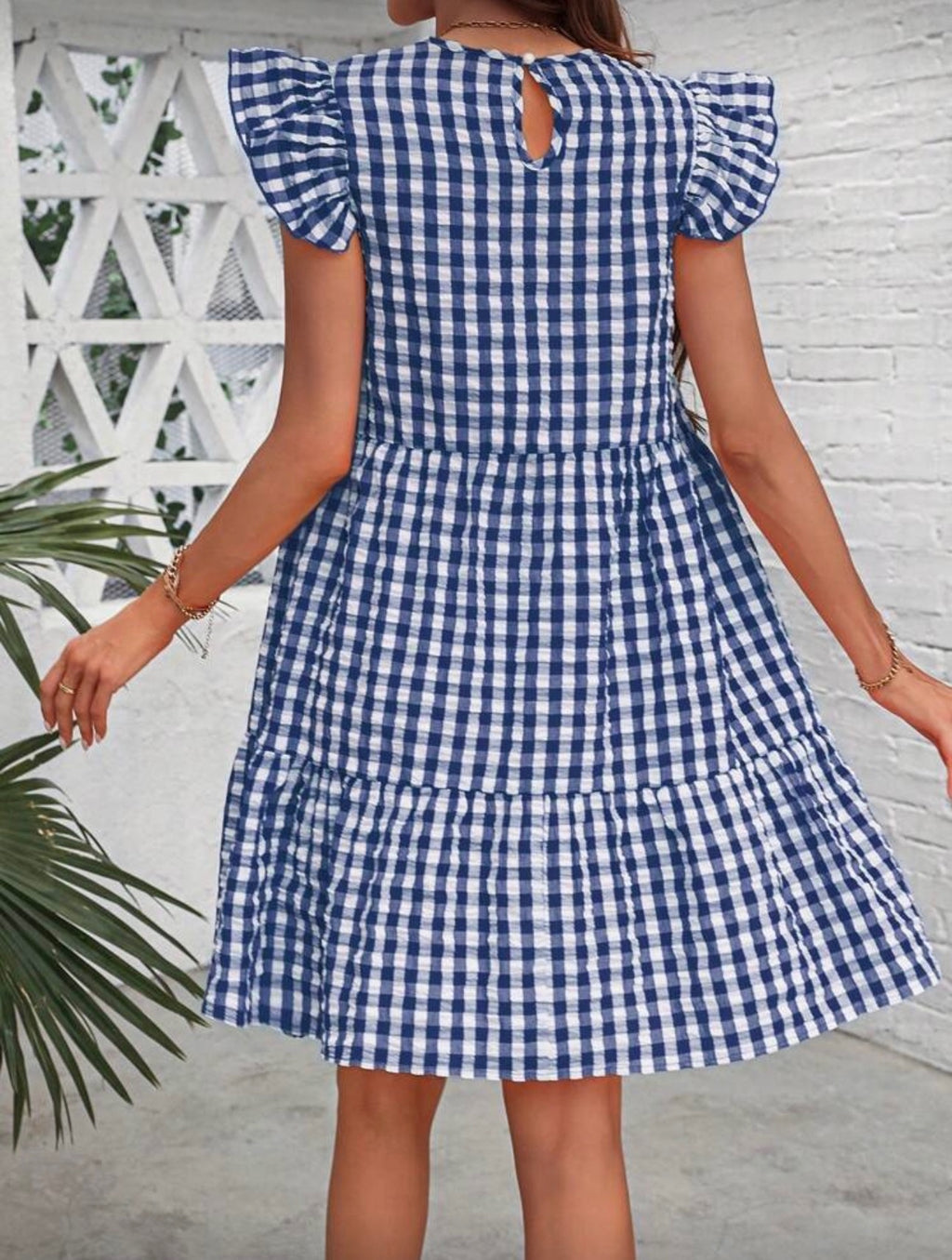 Vestido Femenino Blue Gingham Flutter