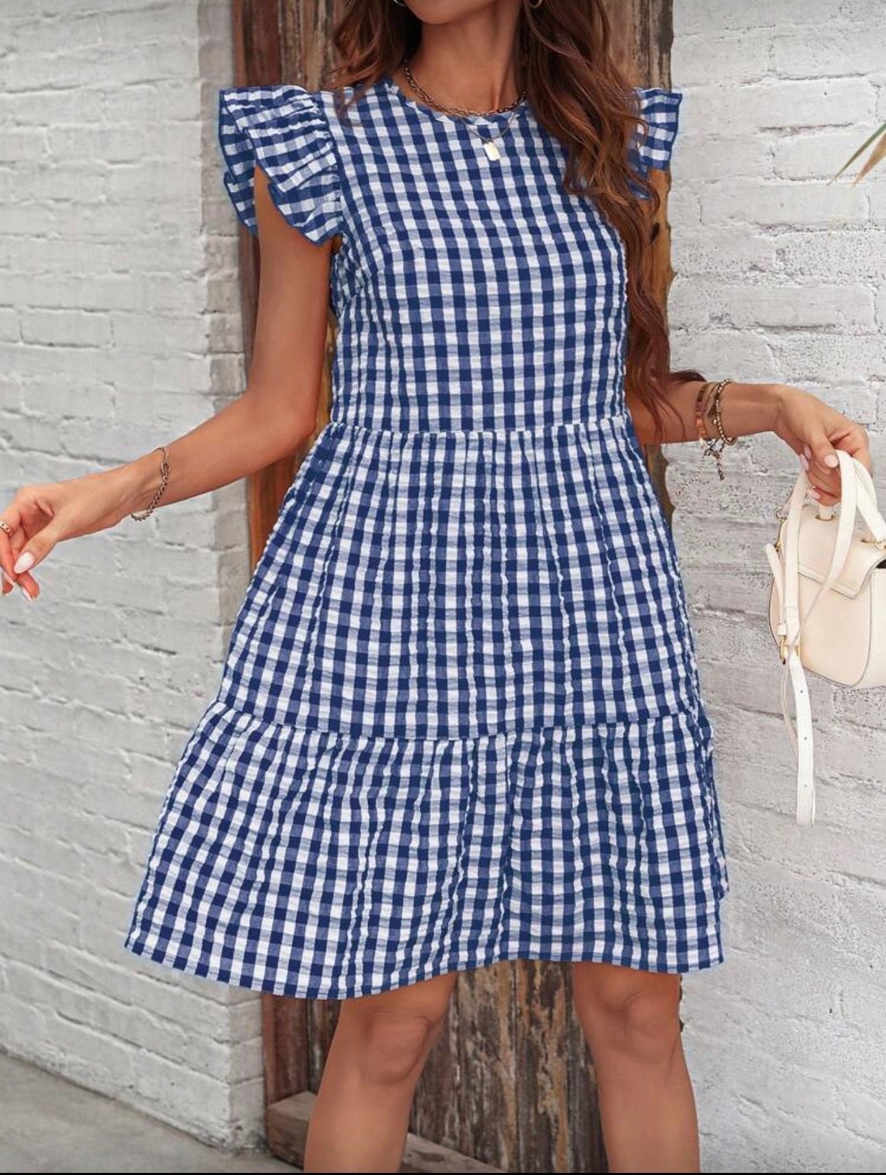 Vestido Femenino Blue Gingham Flutter