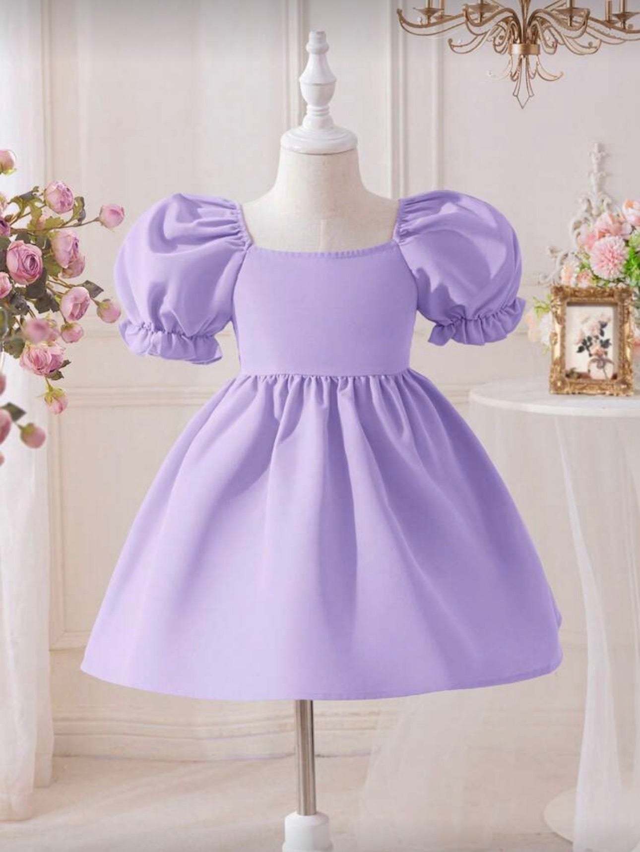 Vestido Infantil Lavender Puff Elegance
