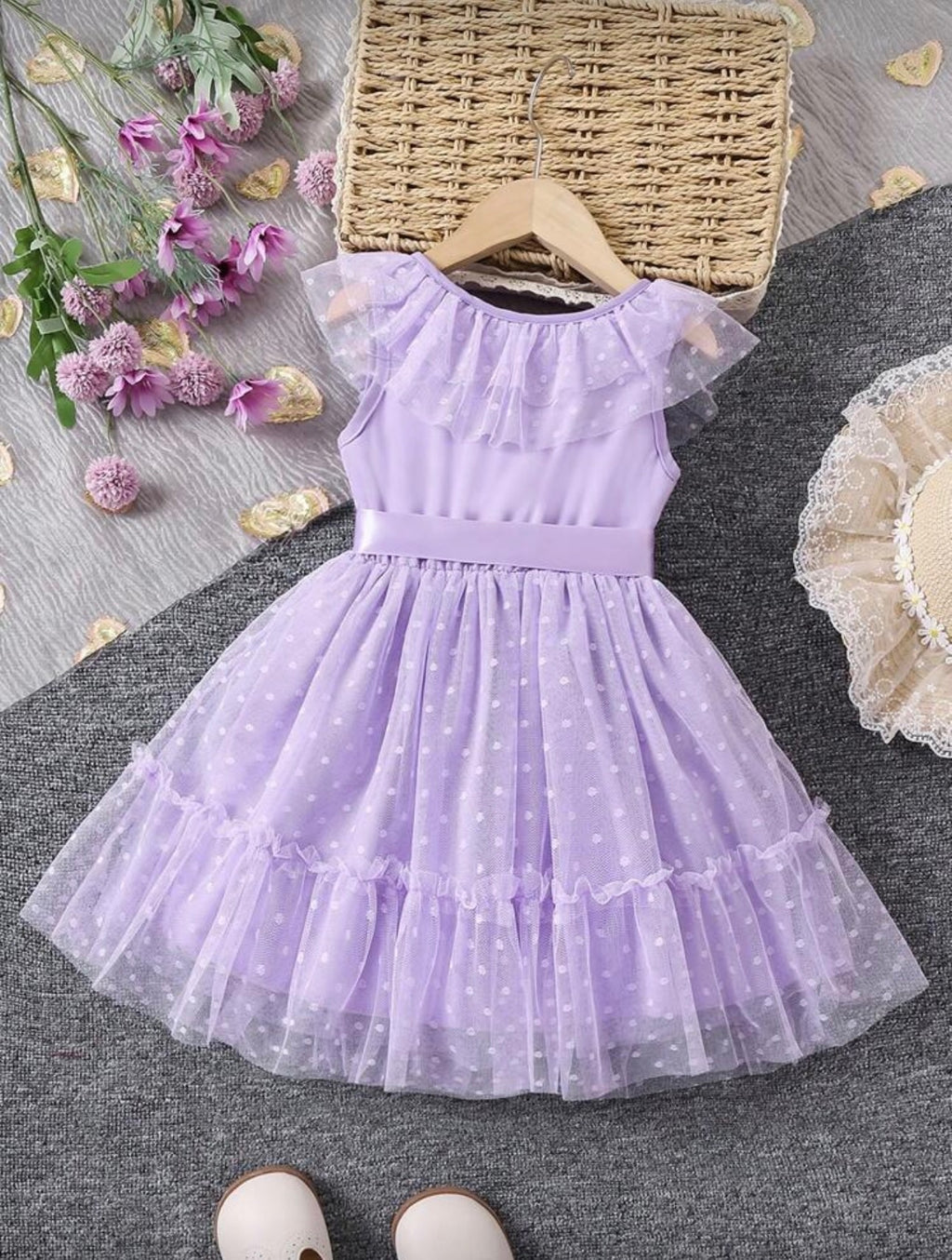 Vestido Infantil Lavender Tulle Blossom
