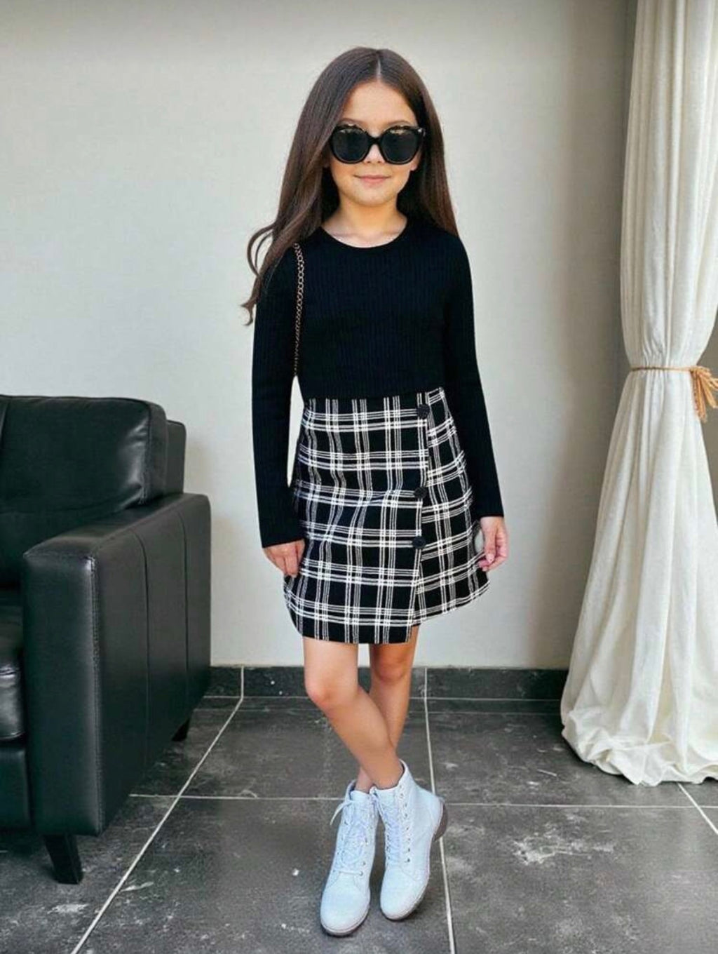 Vestido Infantil Plaid Chic Duo