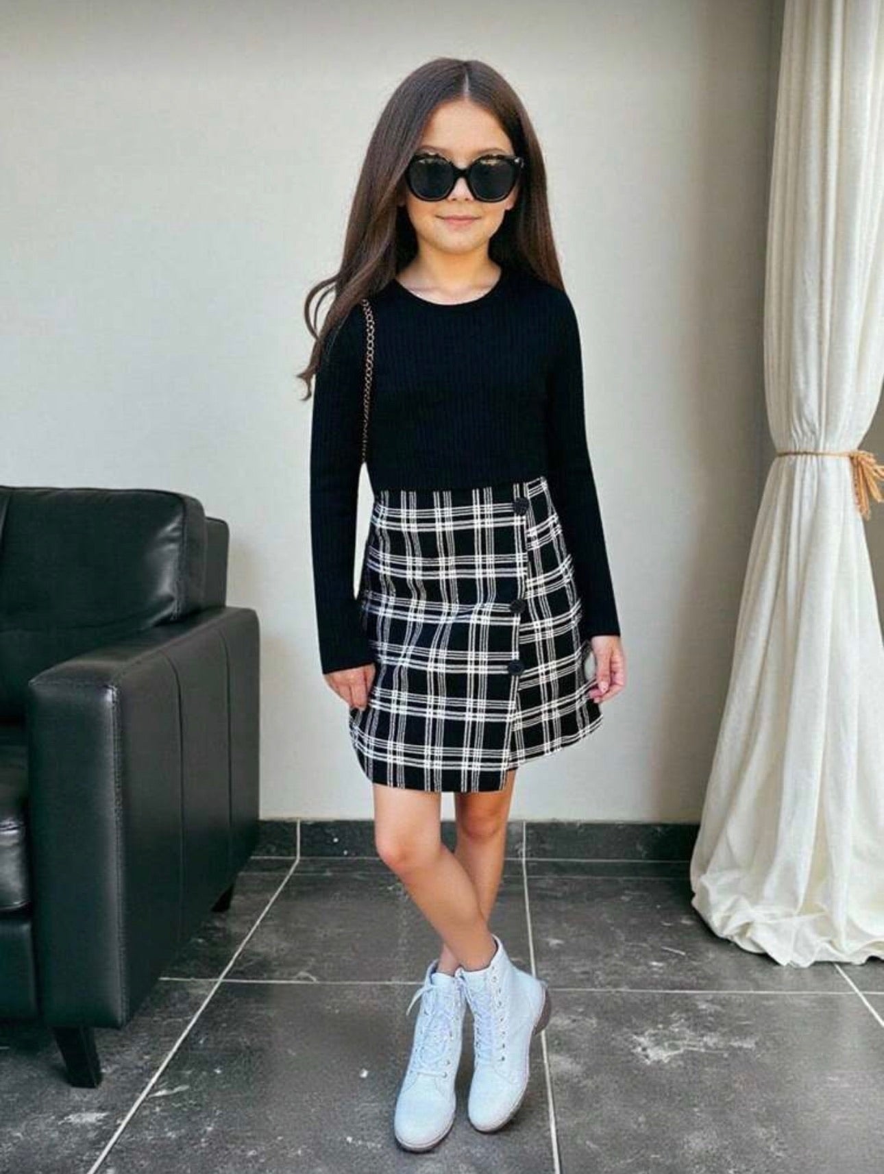 Vestido Infantil Plaid Chic Duo