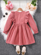 Vestido Infantil Rose Velvet Ruffle