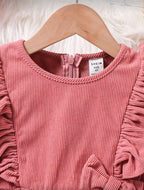 Vestido Infantil Rose Velvet Ruffle