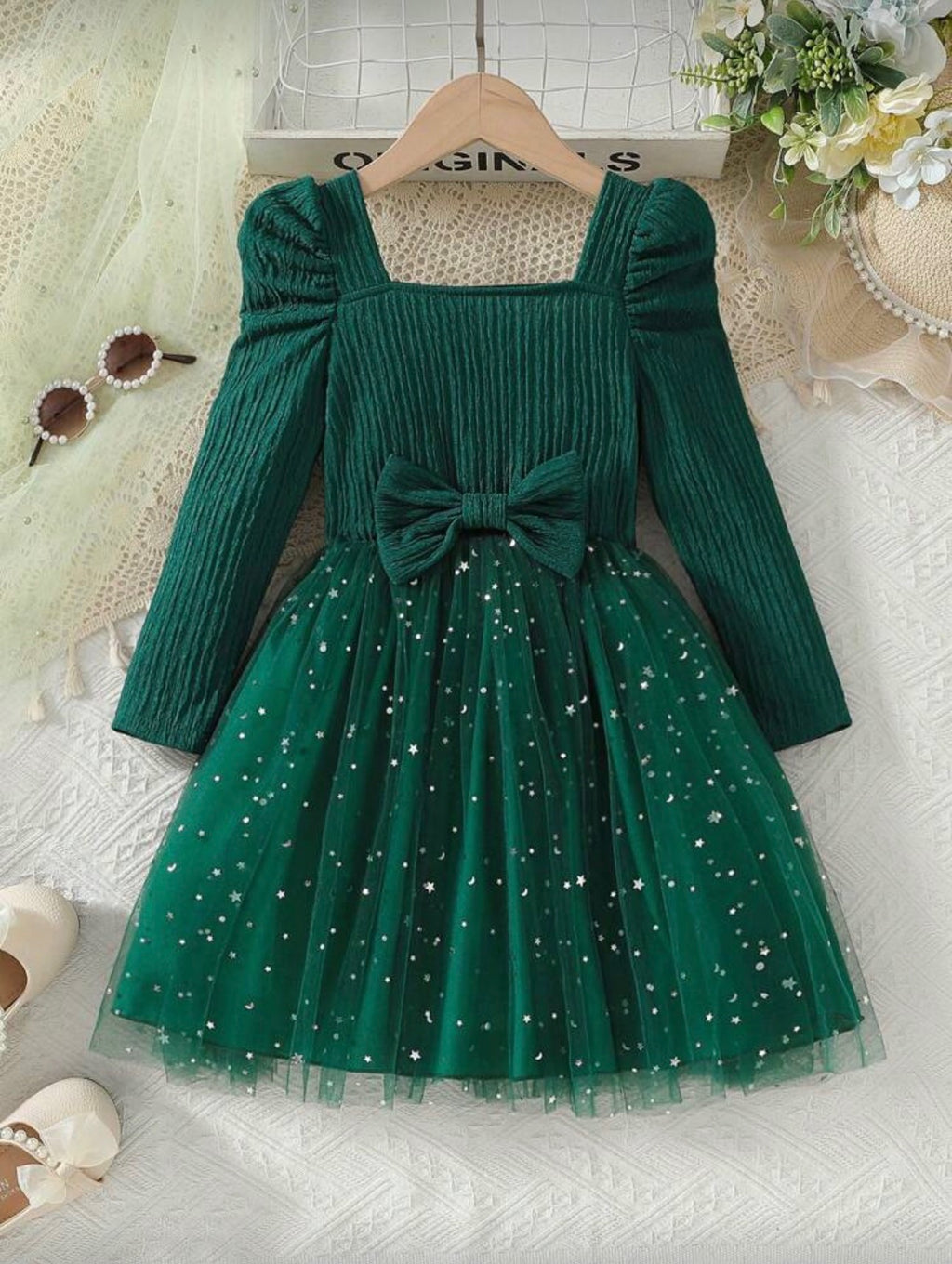 Vestido Infantil Emerald Star Tulle