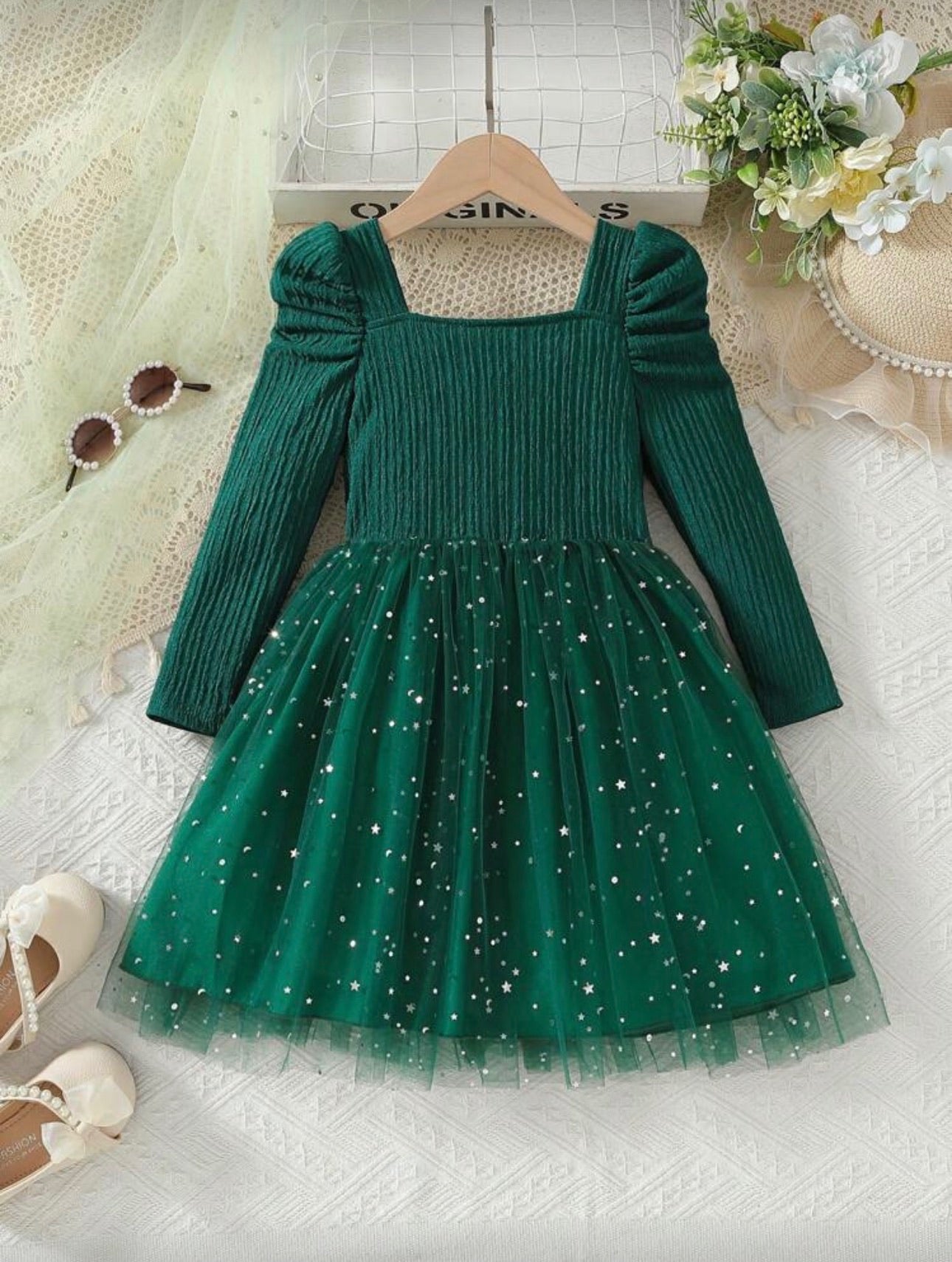 Vestido Infantil Emerald Star Tulle