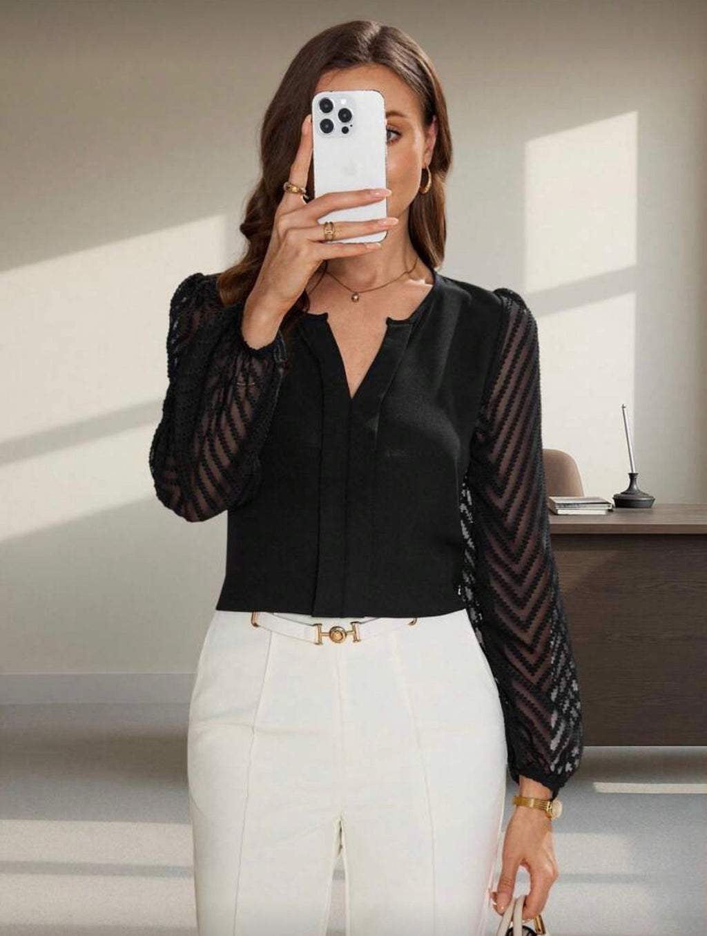 Blusa Femenina Black Sheer Elegance