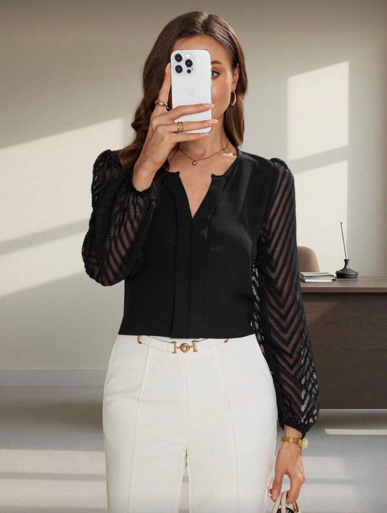 Blusa Femenina Black Sheer Elegance