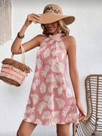 Vestido Femenino Blush Palm Halter